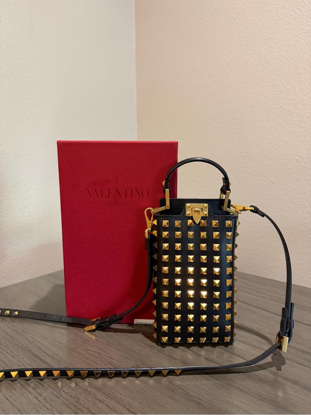 Valentino Garavani Black Studded Crossbody Bag